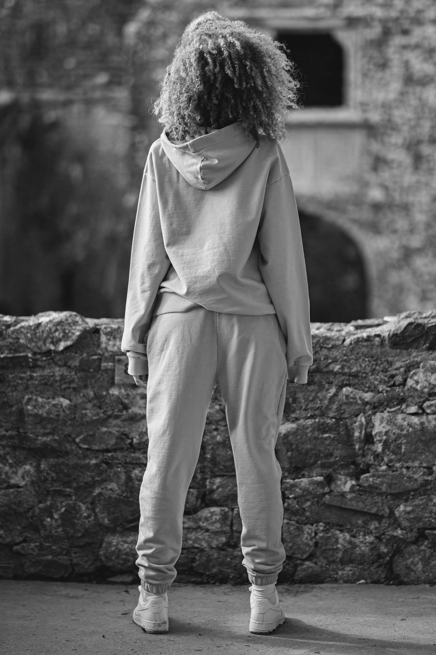 back view of luxury womens core tracksuit in blue
