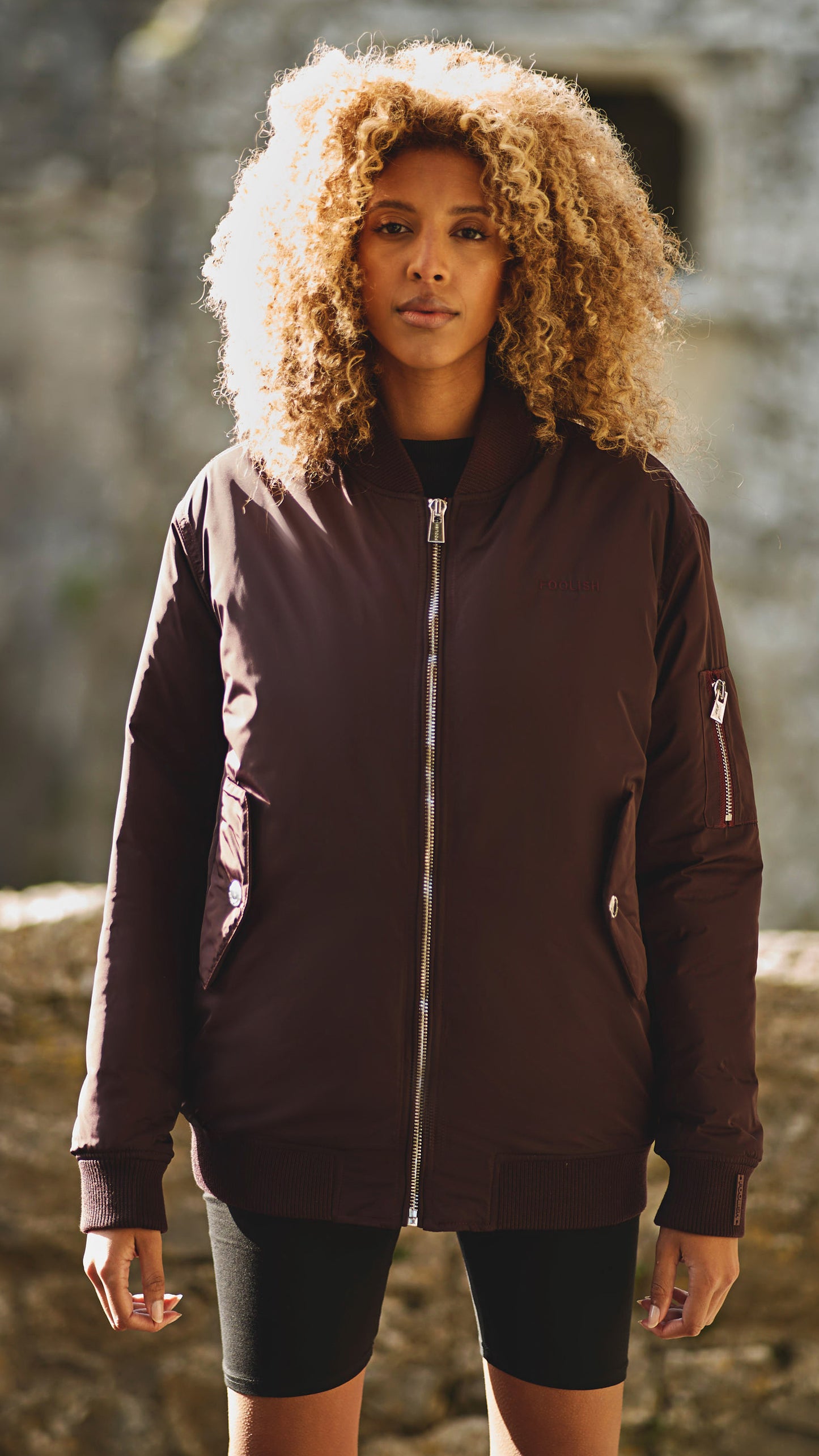 Contemporary Bomber in Burgundy